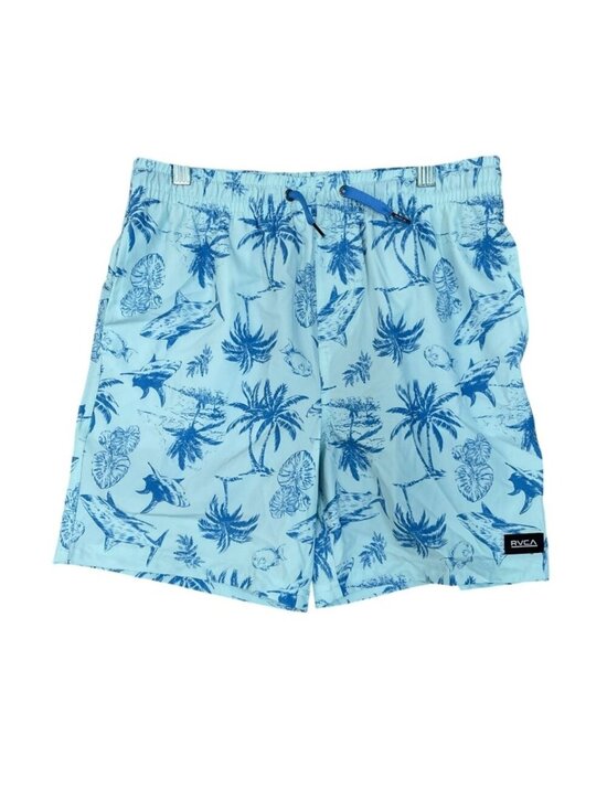 RVCA Other - NWOT RVCA Boys L 14/16 Swim Trunks Blue Shark Print Elastic Waist